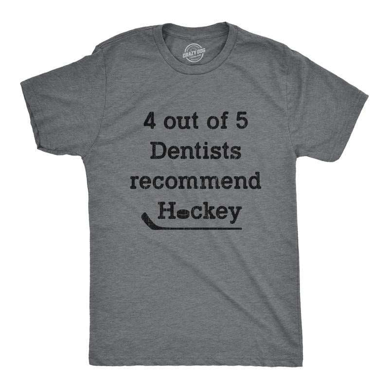 Mens 4 Out Of 5 Dentists Recommend Hockey T Shirt Funny Sports Canada Graphic Novelty Tee Mens Funny T Shirts Cool Tees...