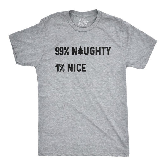Mens 99% Naughty 1% Nice T Shirt Funny Christmas Party Graphic Novelty Holiday Tee Mens Funny T Shirts Cool Tees Soft...