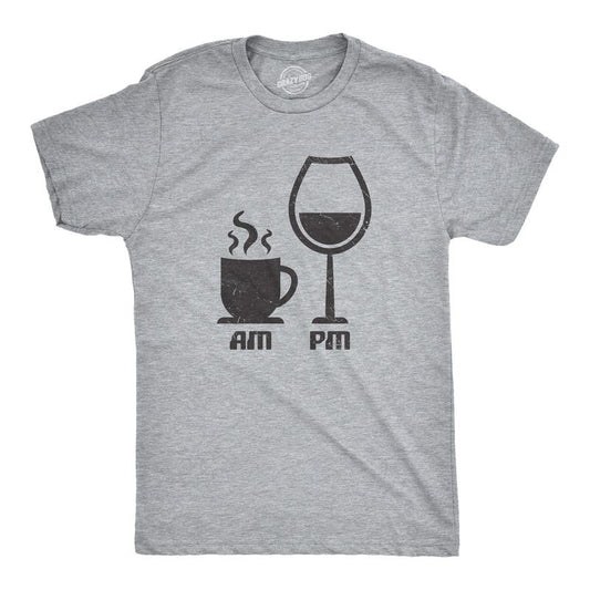 Mens AM Coffee PM Wine Tshirt Funny Drinking Tee Mens Funny T Shirts Cool Tees Soft Stylish Casual Menswear Wine T Shirt...