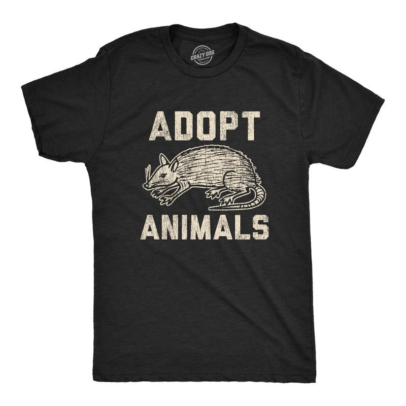 Mens Adopt Animals Humor T shirt Funny Opossum Trash Graphic Novelty Tee Hoodie, Sweatshirt | WearSparks.com