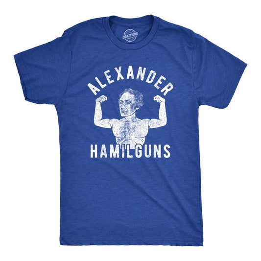 Mens Alexander Hamilguns T Shirt Funny Sarcastic Ripped Buff Alex Hamilton Joke Tee For Guys Mens Funny T Shirts Cool...