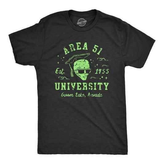 Mens Area 51 University T Shirt Funny Alien Conspiracy School Joke Tee for Guys Mens Funny T Shirts Cool Tees Soft...