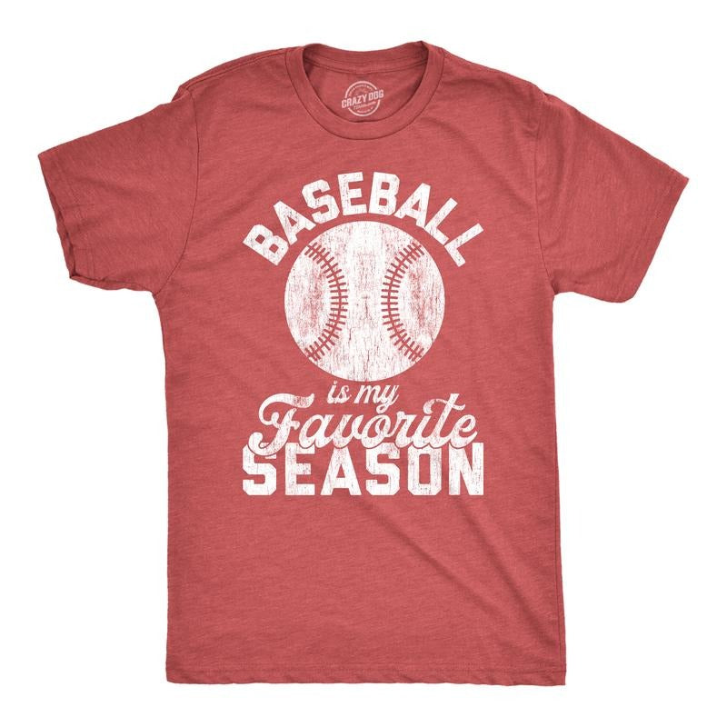Mens Baseball Is My Favorite Season T Shirt Funny Summer Sports Softball Novelty Tee Mens Funny T Shirts Cool Tees Soft...