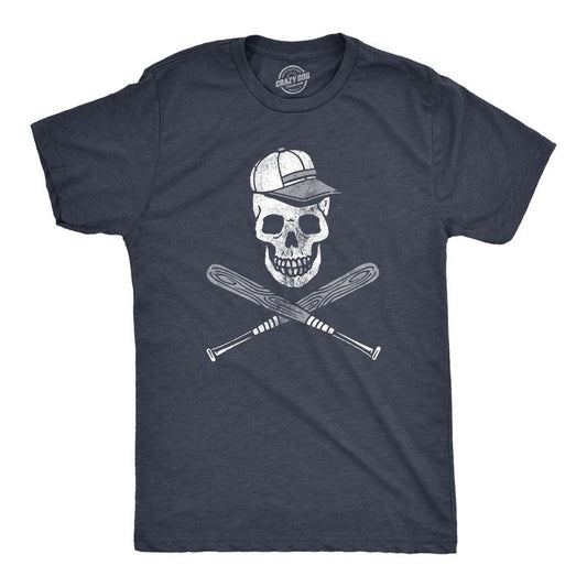 Mens Baseball Skull T Shirt Sports Fan Baseball Pirate Skull and Crossbones Graphic Novelty Tee Mens Funny T Shirts Cool...