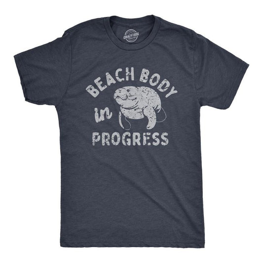 Mens Beach Body In Progress T Shirt Funny Big Chubby Manitee Tee For Guys Mens Funny T Shirts Cool Slimming Tees with...