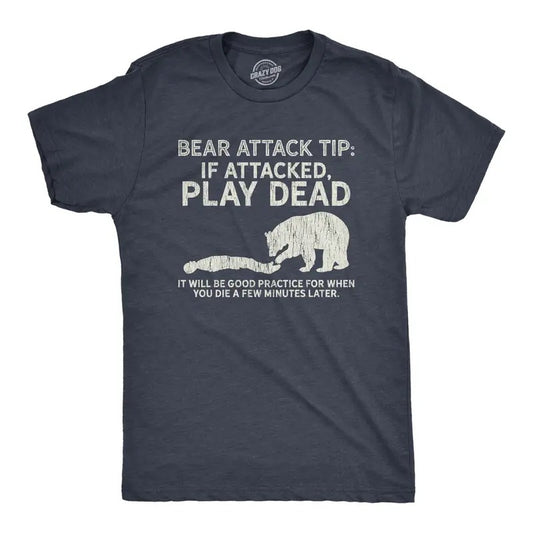 Mens Bear Attack Tip T Shirt Funny Camping Hiking Outdoor Adventure Sarcastic Tee Mens Funny T Shirts Cool Tees Soft...