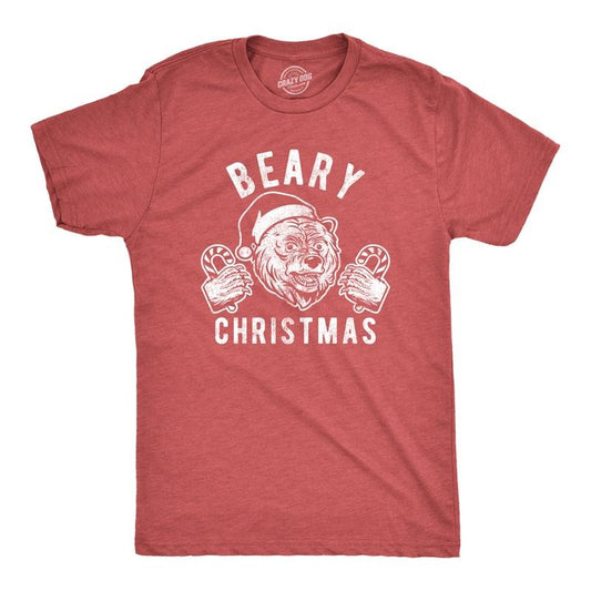 Mens Beary Christmas T Shirt Funny Holiday Party Bear Novelty Graphic Tee Mens Funny T Shirts Cool Tees Soft Stylish...