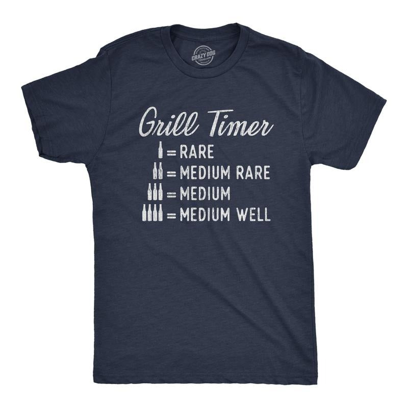 Mens Beer Grill Timer T shirt Funny Backyard BBQ Summer Graphic Novelty Tee Mens Funny T Shirts Cool Tees Soft Stylish...