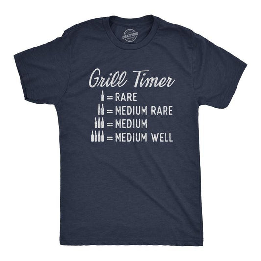 Mens Beer Grill Timer T shirt Funny Backyard BBQ Summer Graphic Novelty Tee Mens Funny T Shirts Cool Tees Soft Stylish...