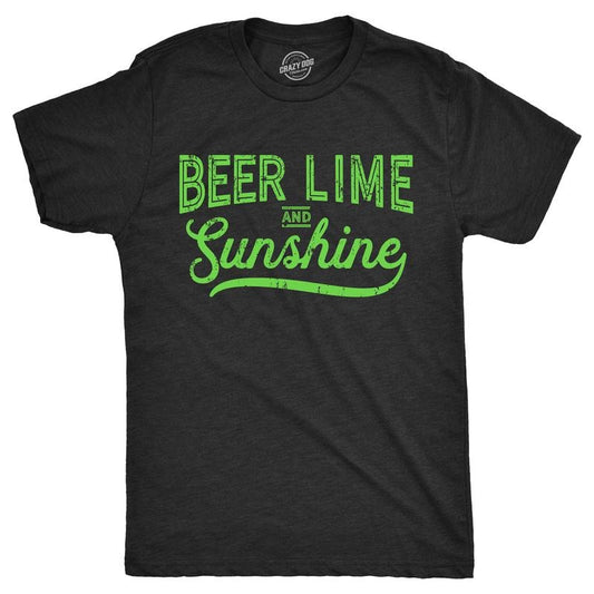 Mens Beer Lime And Sunshine T Shirt Funny Cinco De Mayo Summer BBQ Tee For Guys Mens Funny T Shirts Cool Tees Soft...