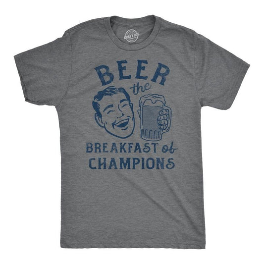 Mens Beer The Breakfast Of Champions T Shirt Funny Drinking Partying Drunk Joke Tee For Guys Mens Funny T Shirts Cool...