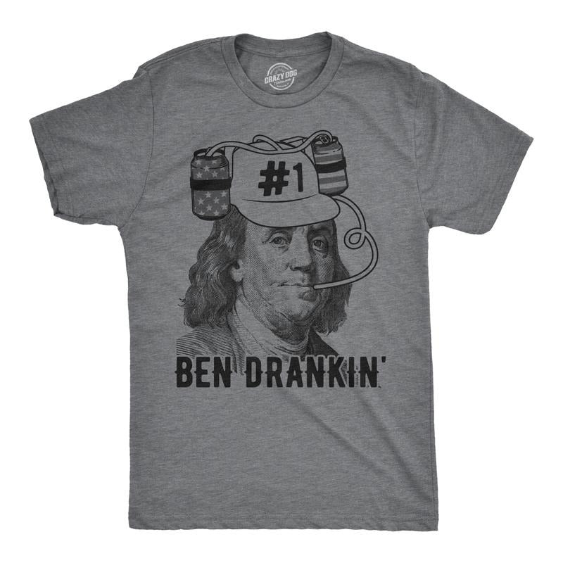Mens Ben Drankin T shirt Funny 4th Of July Beer Drinking Patriotic USA Graphic Mens Funny T Shirts Cool Tees Soft Stylish...