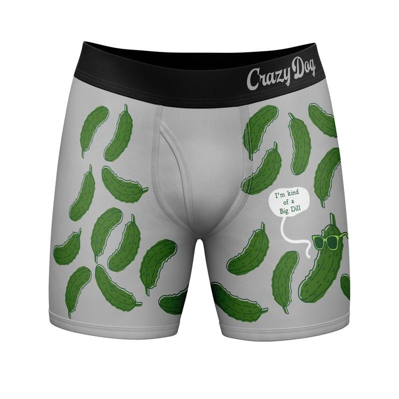 Mens Big Dill Boxer Briefs Funny Saying Pickle Quote Graphic Novelty Joke Underwear For Guys Funny Graphic Boxers Dad...