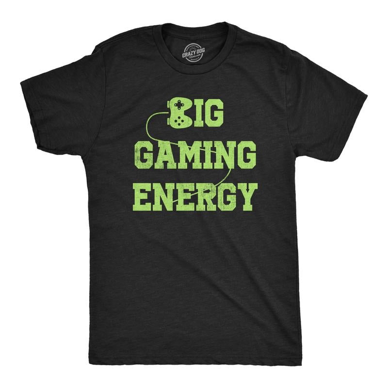 Mens Big Gaming Energy T Shirt Funny Gamer Controller Vibes Tee For Guys Mens Funny T Shirts Cool Tees Soft Stylish...