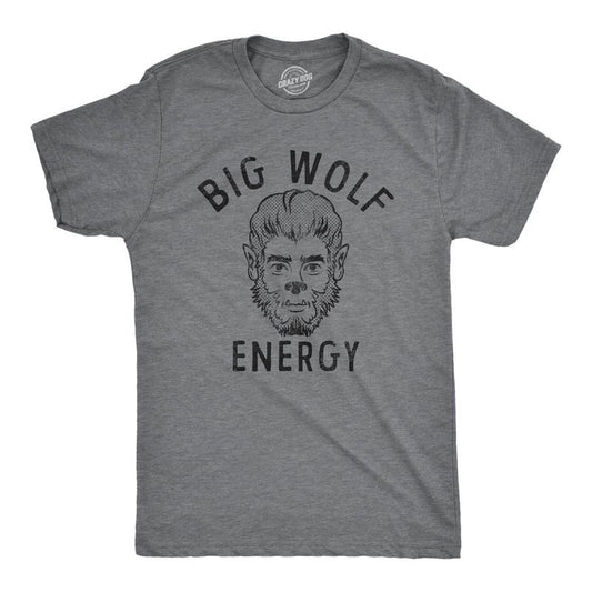 Mens Big Wolf Energy T Shirt Funny Halloween Werewolf Vibes Joke Tee For Guys Mens Funny T Shirts Cool Tees Soft Stylish...
