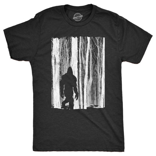 Mens Bigfoot In The Forest T Shirt Funny Sasquatch Outdoors Wild Joke Tee For Guys Mens Funny T Shirts Cool Tees Soft...