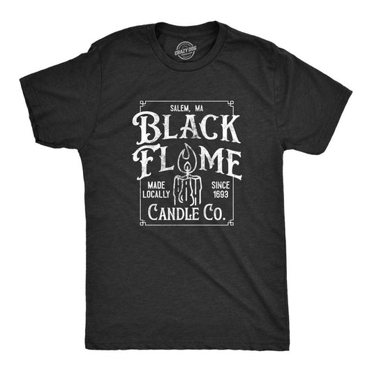 Mens Black Flame Candle Co T Shirt Funny Spooky Halloween Candles Company Tee For Guys Mens Funny T Shirts Cool Tees Soft...
