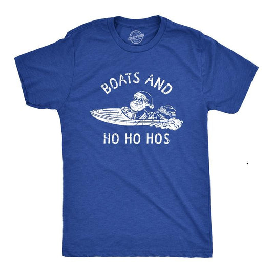 Mens Boats and Ho Ho Hos T Shirt Funny Xmas Sailor Santa Joke Tee for Guys Mens Funny T Shirts Cool Tees Soft Stylish...