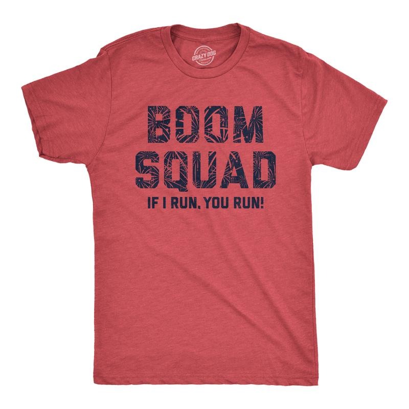 Mens Boom Squad T Shirt Funny Sarcastic Fourth Of July Fireworks Tee For Guys Mens Funny T Shirts Cool Tees Soft Stylish...