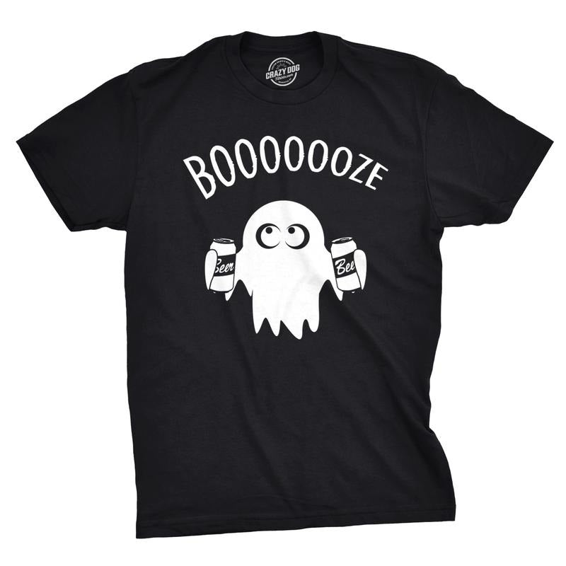 Mens Booooze Funny T shirts Halloween Ghost Costume Tee Retro Novelty T shirt Mens Funny T Shirts Cool Tees Soft Stylish...