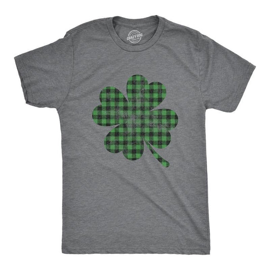 Mens Buffalo Plaid Shamrock T Shirt Funny Saint Patricks Day Lucky Irish Tee Mens Funny T Shirts Cool Tees Soft Stylish...