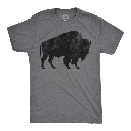 Mens Buffalo Silhouette T Shirt Cool Animal Tee with Standing Buffalo Print for Guys Mens Funny T Shirts Cool Tees Soft...