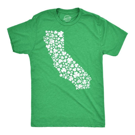 Mens California State Clovers T Shirt Funny St Pattys Day Parade Shamrocks Lovers Tee for Guys Mens Funny T Shirts Cool...