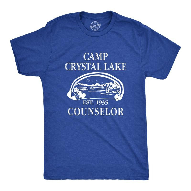 Mens Camp Crystal Lake T shirt Funny Graphic Camping Vintage Adult Novelty Tees Mens Funny T Shirts Cool Vintage Fashion...