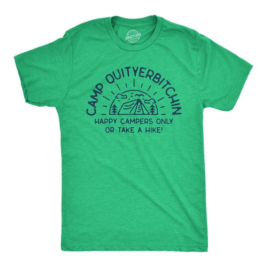 Mens Camp Quityerbitchin T Shirt Funny Sarcastic Camping Tent Complaining Joke Graphic Tee for Guys Mens Funny T Shirts...