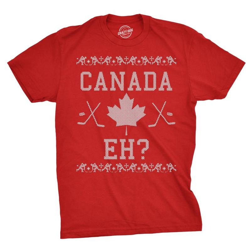 Mens Canada Eh Ugly Christmas Sweater Canadian Pride Holiday T shirt Hoodie, Sweatshirt | WearSparks.com