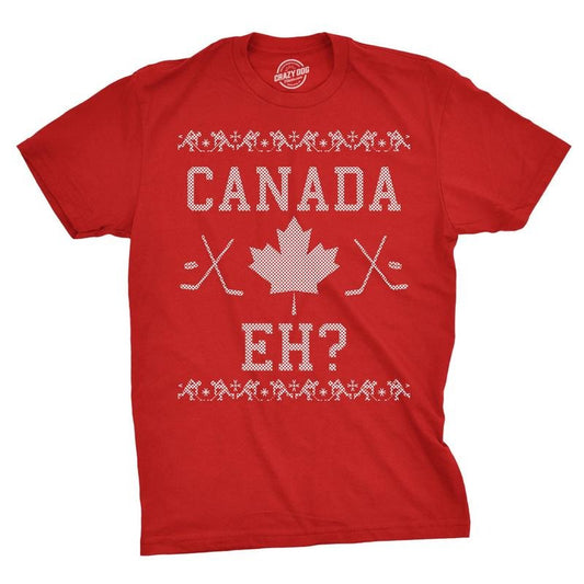 Mens Canada Eh Ugly Christmas Sweater Canadian Pride Holiday T shirt Hoodie, Sweatshirt | WearSparks.com