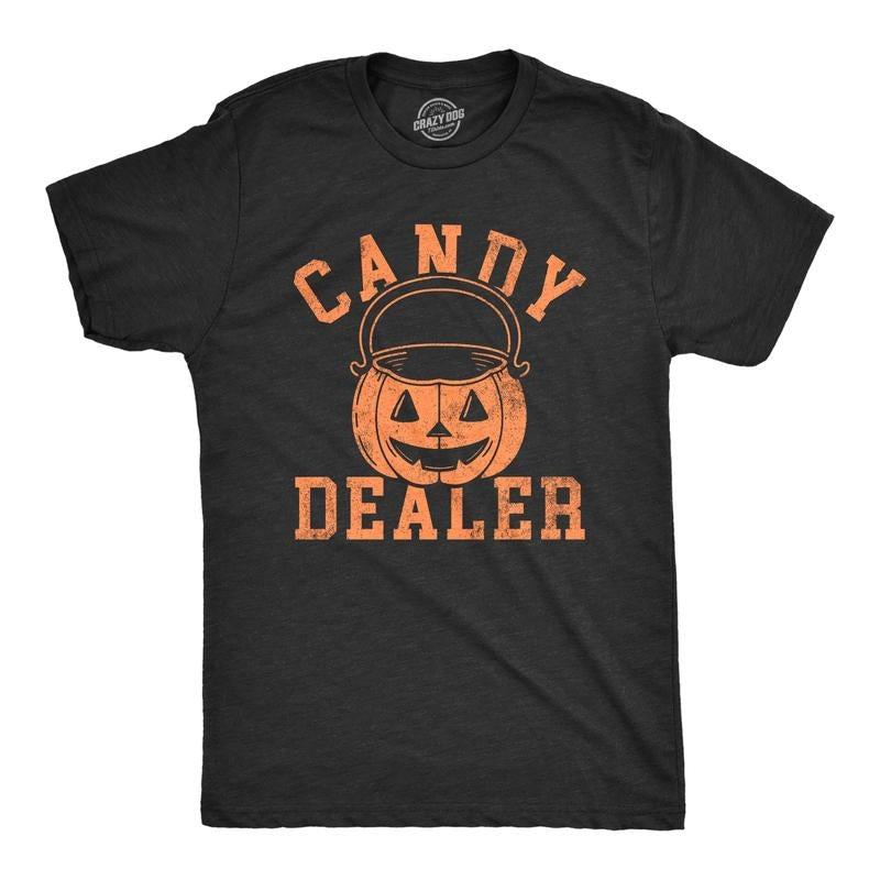 Mens Candy Dealer T Shirt Funny Halloween Trick Or Treat Candies Joke Tee for Guys Mens Funny T Shirts Cool Tees Soft...