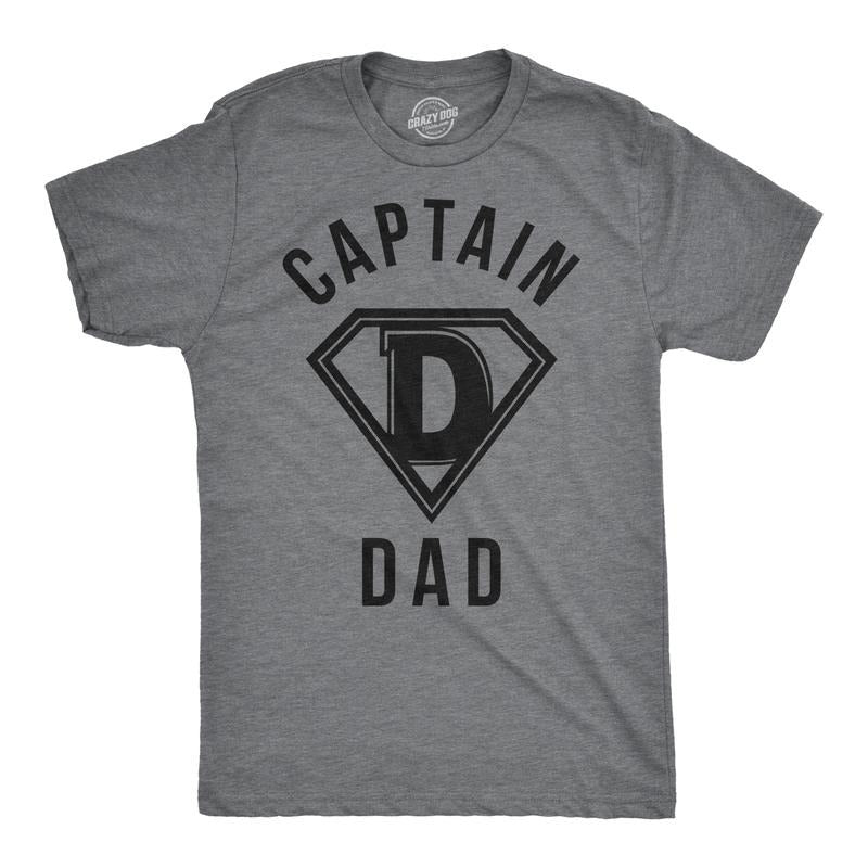 Mens Captain Dad Funny T Shirt Hilarious Hero Gift Idea for Fathers Tee Mens Funny T Shirts Cool Tees Soft Stylish Casual...