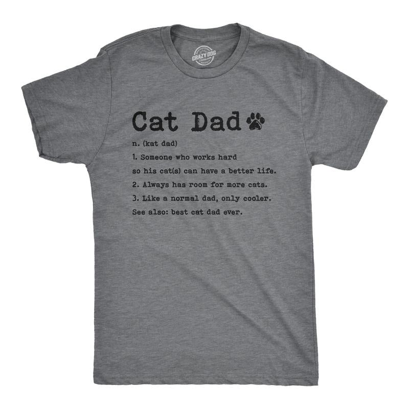 Mens Cat Dad Definition T Shirt Funny Father's Day Pet Kitty Animal Lover Graphic Tee Mens Funny T Shirts Cool Tees Soft...