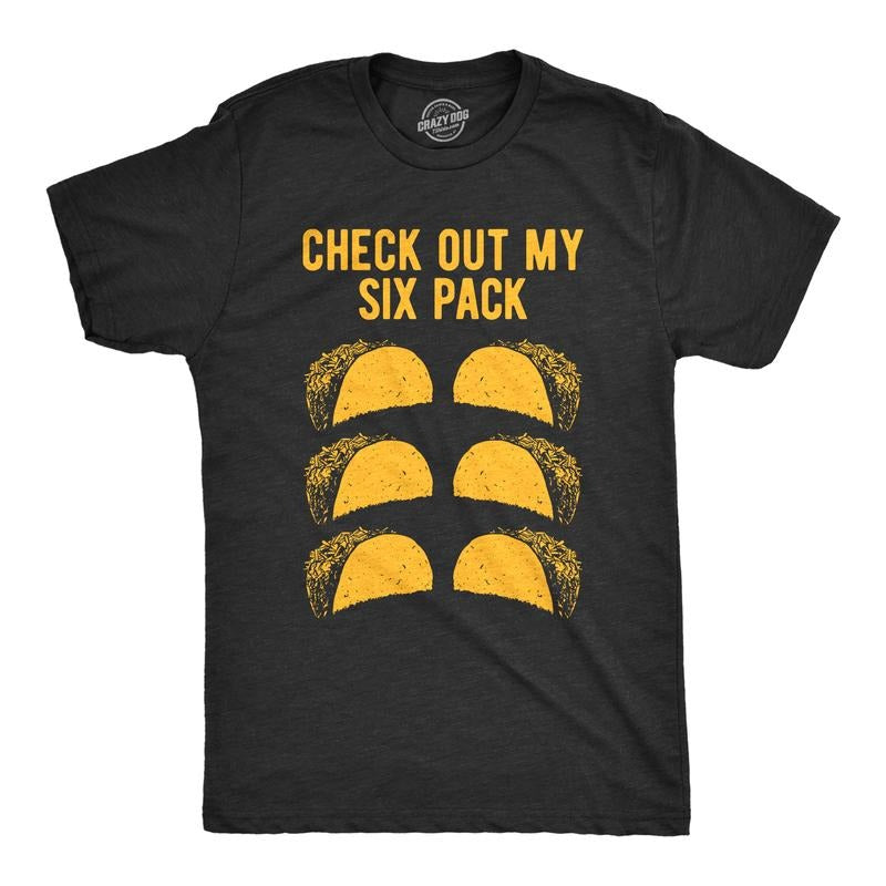 Mens Check Out My Six Pack T Shirt Funny Taco Tuesday Tee Mens Funny T Shirts Cool Tees Soft Stylish Casual Menswear...