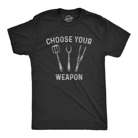 Mens Choose Your Weapon T Shirt Funny Grill Utensils Backyard BBQ Cookout Fathers Day Tee Mens Funny T Shirts Cool Tees...