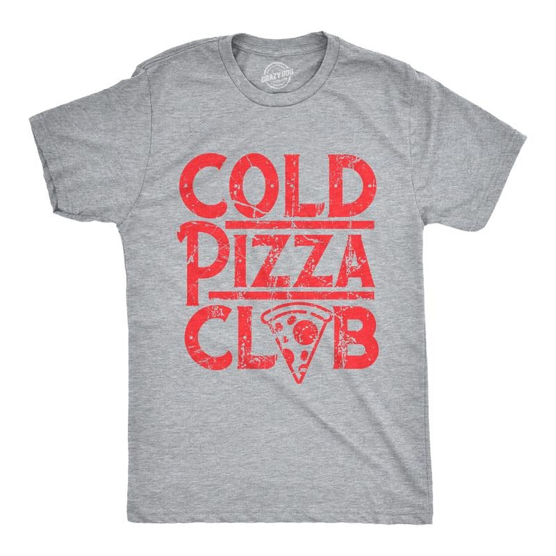 Mens Cold Pizza Club T Shirt Funny Awesome Leftover Pizza Slice Lovers Tee For Guys Mens Funny T Shirts Cool Tees Soft...