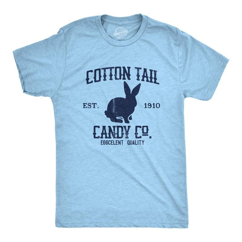 Mens Cotton Tail Candy Co T Shirt Funny Easter Sunday Chocolate Bunny Rabbit Tee For Guys Mens Funny T Shirts Cool Tees...