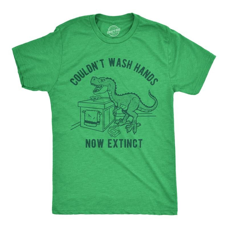 Mens Couldn't Wash Hands Now Extinct T shirt Funny Trex Dinosaur Graphic Novelty Tee Mens Funny T Shirts Cool Slimming...