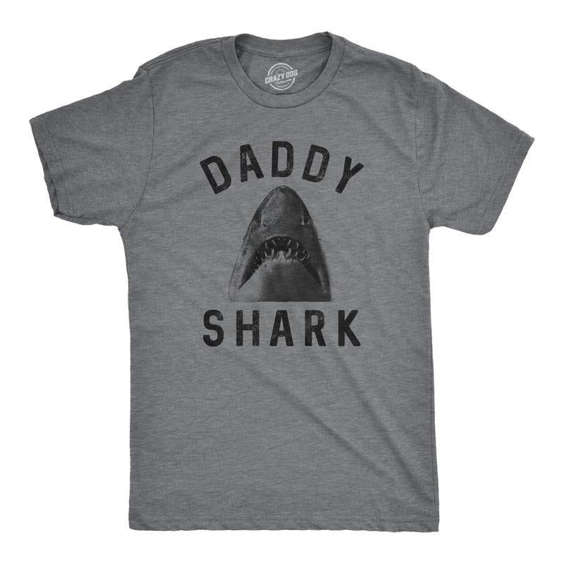 Mens Daddy Shark T Shirt Funny Shark Face Chomp Jaws Fathers Day Graphic Tee Mens Funny T Shirts Cool Tees Soft Stylish...