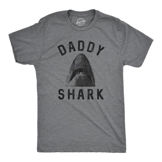 Mens Daddy Shark T Shirt Funny Shark Face Chomp Jaws Fathers Day Graphic Tee Mens Funny T Shirts Cool Tees Soft Stylish...