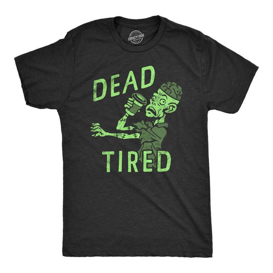 Mens Dead Tired T Shirt Funny Exhausted Zombie Coffee Drinking Lovers Tee For Guys Mens Funny T Shirts Cool Tees Soft...
