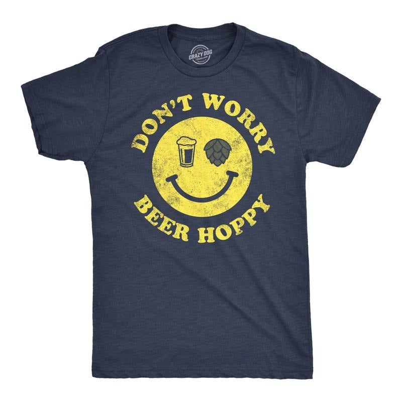 Mens Dont Worry Be Hoppy Funny T Shirt Sarcastic Drinking Tee for Men Mens Funny T Shirts Cool Tees Soft Stylish Casual...