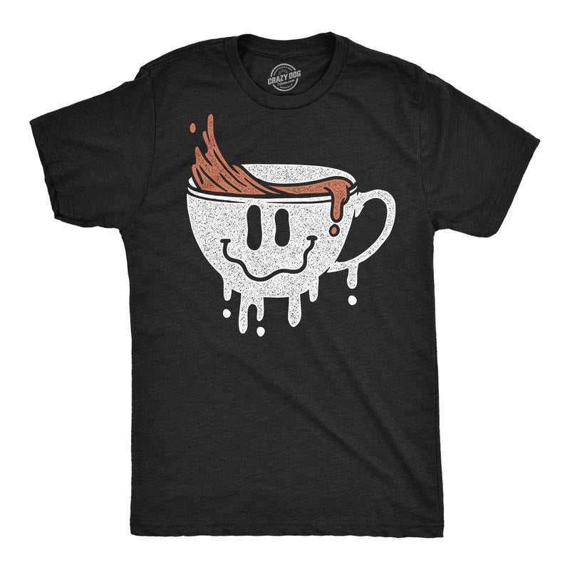 Mens Dripping Coffee Smile Funny T Shirts Caffeine Graphic Tee for Men Mens Funny T Shirts Cool Tees Soft Stylish Casual...