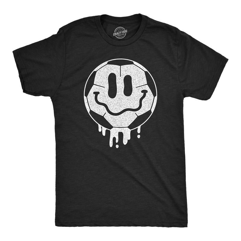 Mens Dripping Soccer Ball Smile Funny T Shirts Sports Graphic Tee For Men Mens Funny T Shirts Cool Tees Soft Stylish...