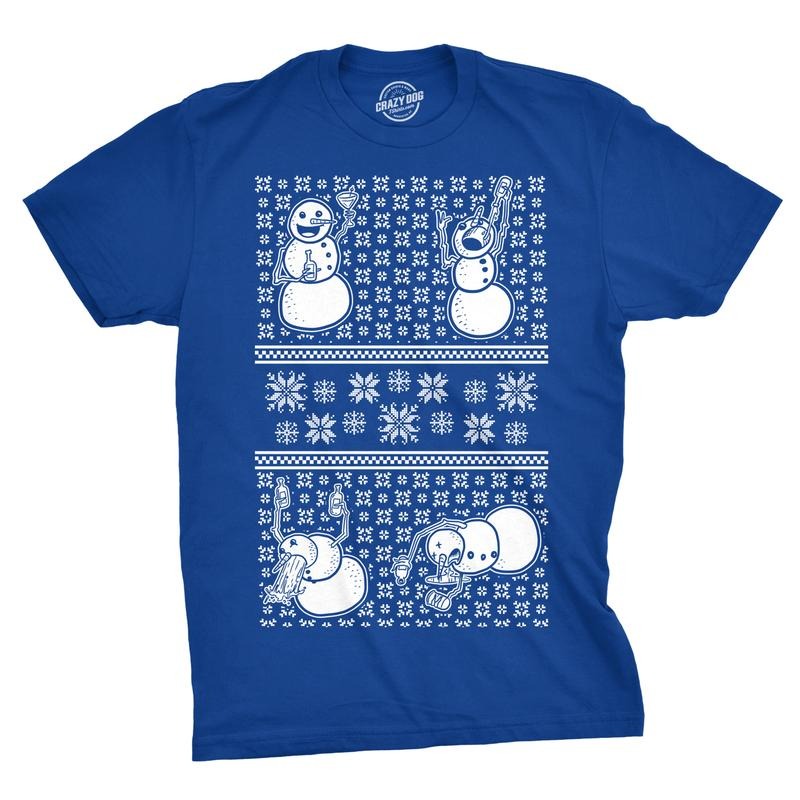 Mens Drunk Snowmen T shirt Ugly Christmas Sweater Holiday Sarcastic Gift Graphic Mens Funny T Shirts Cool Tees Soft...