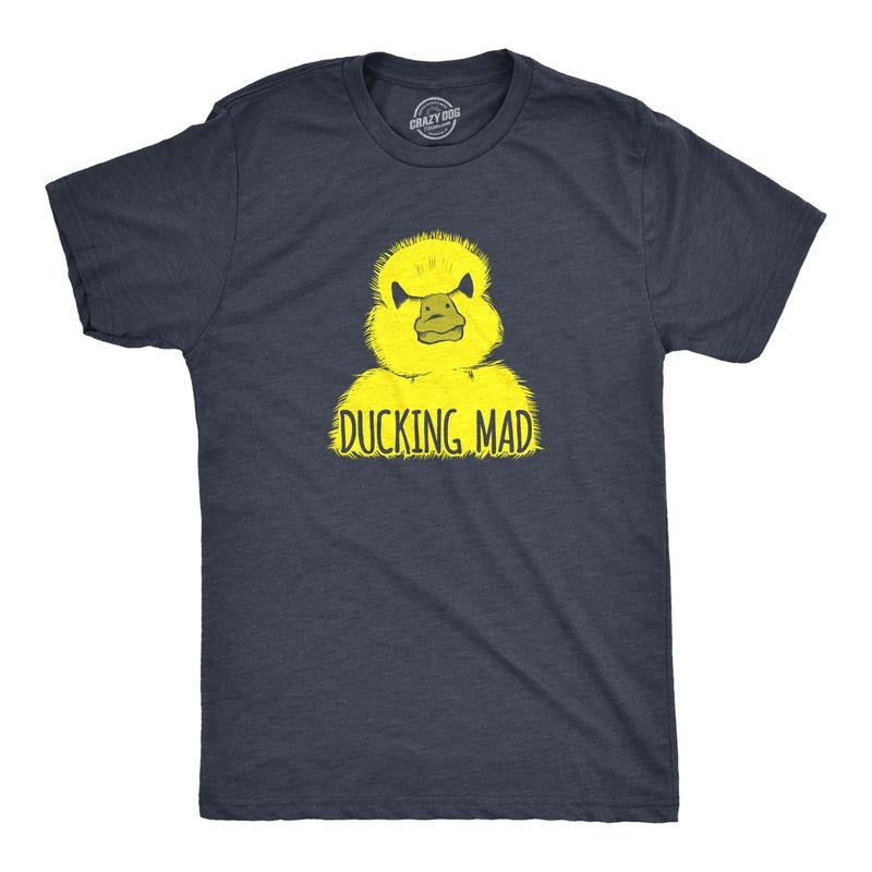 Mens Ducking Mad T Shirt Funny Angry Yellow Duck Tee For Guys Mens Funny T Shirts Cool Tees Soft Stylish Casual Menswear...