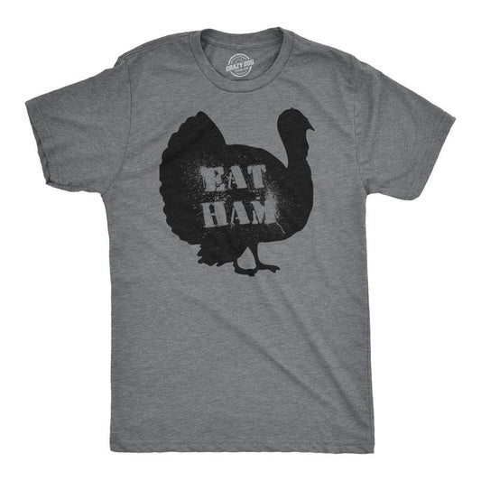Mens Eat Ham Funny Hilarious Novelty Thanksgiving Holiday T shirt Mens Funny T Shirts Cool Tees Soft Stylish Casual...