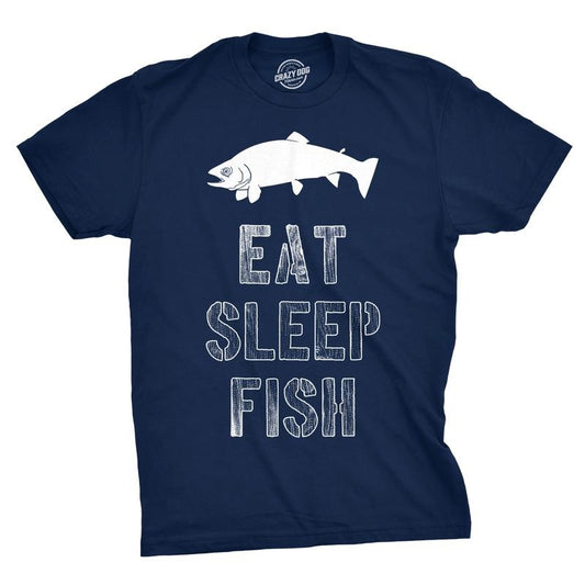 Mens Eat Sleep Fish T Shirt Funny Sarcastic Novelty Fishing Lover Gift for Dad Mens Funny T Shirts Cool Tees Soft Stylish...