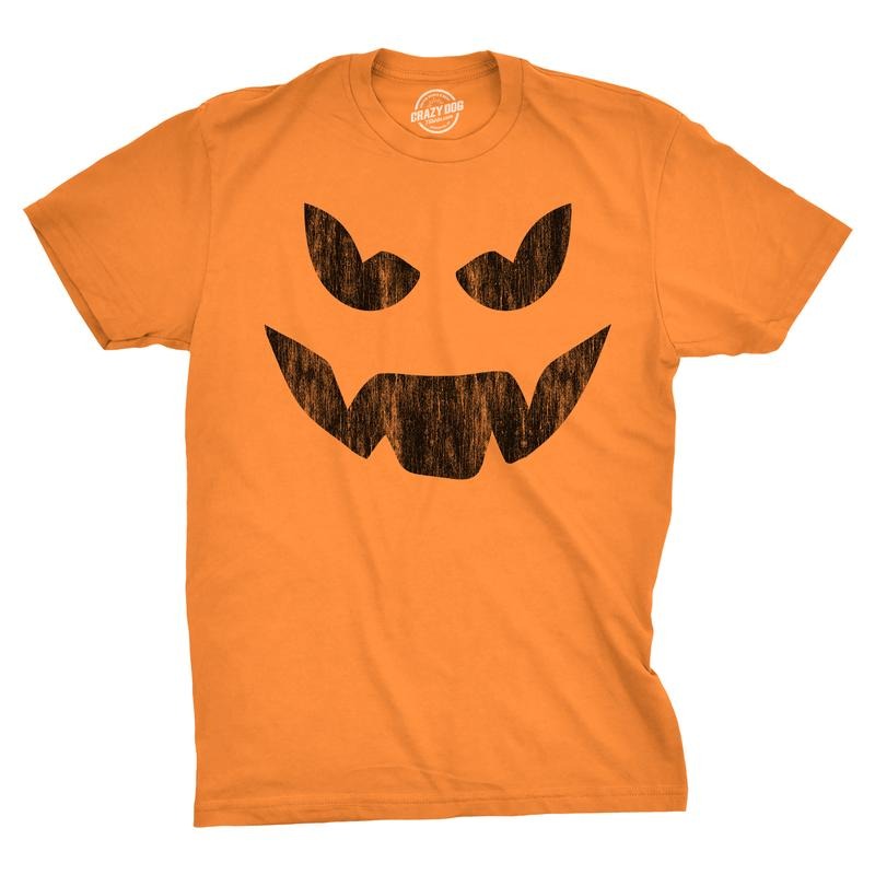 Mens Evil Eddie Pumpkin T Shirt Funny Halloween Jack O Lantern Dark Smile Tee For Guys Mens Funny T Shirts Cool Tees Soft...